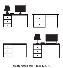 Set of tables. Office. Vector illustration.
