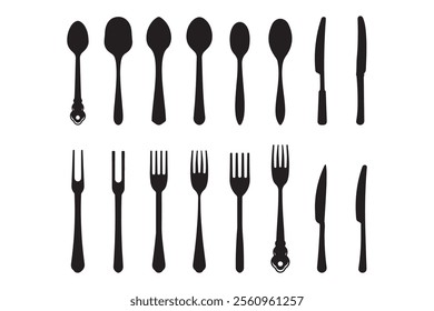 Set of tablespoon and knife silhouettes