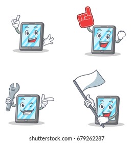 Set of tablet character with foam finger flag mechanic