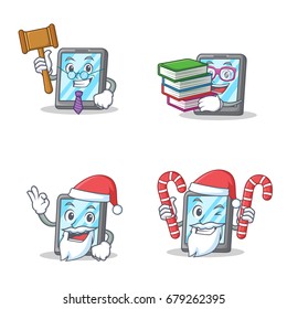 Set of tablet character with judge book Santa candy