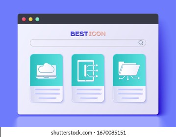Set Tablet, Cloud technology data transfer and storage and Folder and lock icon. Vector