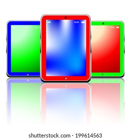 Set of tablet computers isolated on white background 