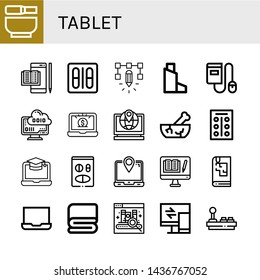 Set of tablet icons such as Mortar, Ebook, Blister pack, Design, Inhaler, Cloud computing, Laptop, Tablets, Screen, Medicine, Computer, Sketchbook, Cover, Responsive , tablet