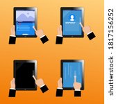 set tablet pc swipe across screen image on screen
