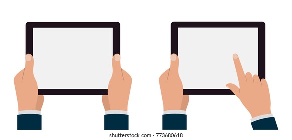 Set of tablets pc with hands. Stock illustration