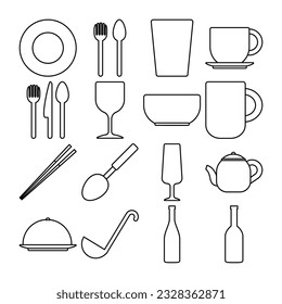 Premium Vector  Plastic or glass cups bottles , kitchen glassware utensils  icons vector illustration