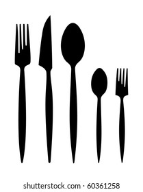A set of tableware isolated on white background