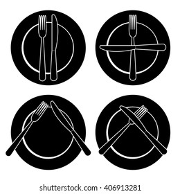 set of tableware on white background