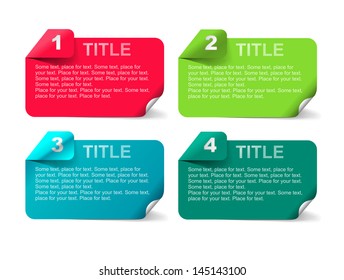 Set of tabs: 1, 2, 3, 4. Four banners for your tittles