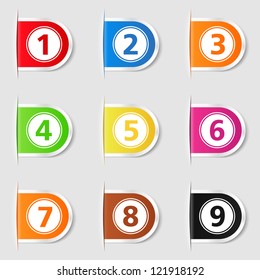 Set of tabs with numbers, vector eps10 illustration