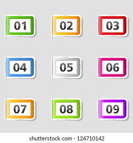 Set of tabs with numbers, vector eps10 illustration