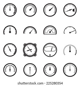 Set Of Tachometer Icons. Vector Illustration