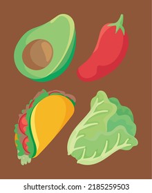 set of taco food flat design