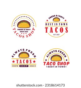 Set of taco logo color template design