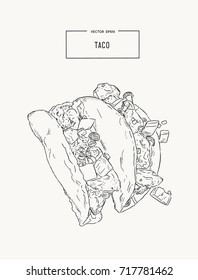 set of tacoes , mexican food hand draw sketch vector.