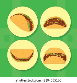 set of tacos food, vector style