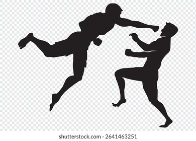 set of taekwondo silhouette vector. Boxing and competition silhouettes vector image.