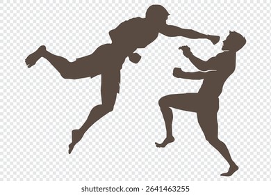 set of taekwondo silhouette vector. Boxing and competition silhouettes vector image.