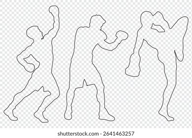 set of taekwondo silhouette vector. Boxing and competition silhouettes vector image.