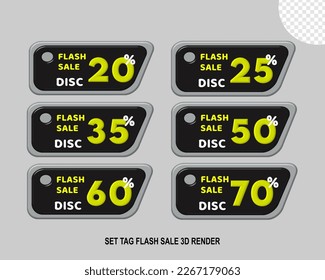 SET TAG FLASH SALE DISCOUNT 3D RENDER