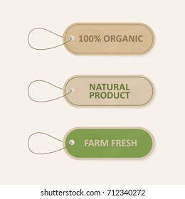 set of tag labels vintage style. natural banner in earth tone themed.