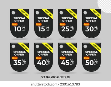 set tag special offer discount promotion black color variation