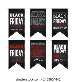 Set tag stickers Black friday sale background. Abstract vector black friday sale layout background. Circle with bulbs on a black coverlet. Vector illustration - stock vector