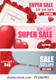 Set of tag Valentine's Day Sale banner Vector illustration