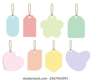 Set of tag vector for tickets and coupon. Cute pastel tags or labels for card design, poster, wedding. Vector illustration. 