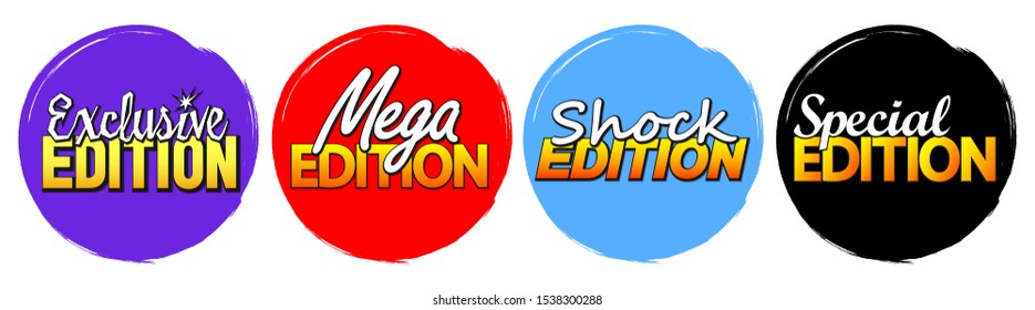 Set tags, banners design template, brush grunge, vector illustration