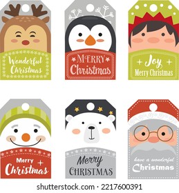 set of tags for christmas time for gift box