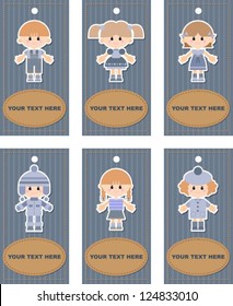 set of tags in the denim style, vector illustration