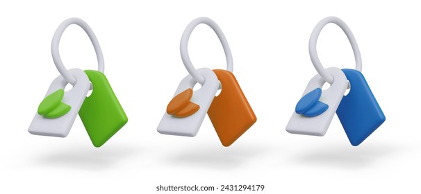 Conjunto de etiquetas de diferentes colores. Ilustración aislada del vector. Productos veganos