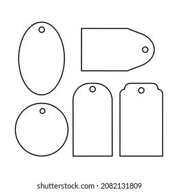 A set of tags of different shapes, in the style of minimalism. Perfect for price tags or for gifts. Vector.