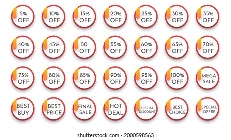 Set Tags Discount Promotional Templates Collection Stickers Vector Special Sale Label Best Price Offer Emblem Up To Elements Retail 