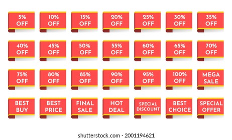 Set Tags Discount Promotional Templates Collection Stickers Vector Special Sale Label Best Price Offer Emblem Up To Elements Retail 
