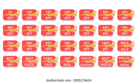 Set Tags Discount Promotional Templates Collection Stickers Vector Special Sale Laabel Best Price Offer Emblem Up To Elements Retail 