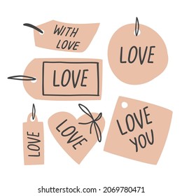 con etiquetas de estilo plano. etiquetas dibujadas a mano para la decoración. ilustración vectorial aislada en fondo blanco.