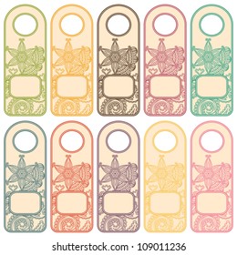 Set of tags with floral patterns