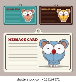 Set of tags with funny cartoon bear. Vector illustration.