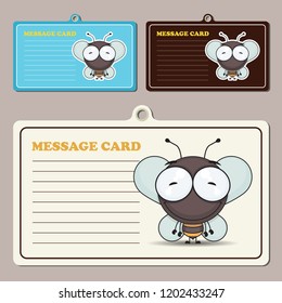Set of tags with funny cartoon bee. Vector illustration.