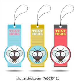 Set of tags with funny cartoon bee. Vector illustration.