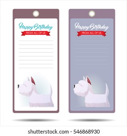 Set of tags with funny cartoon doggy. Vector illustration.