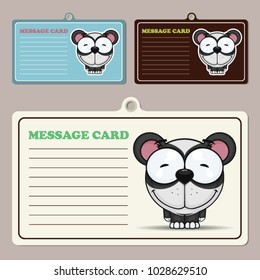 Set of tags with funny cartoon panda. Vector illustration.