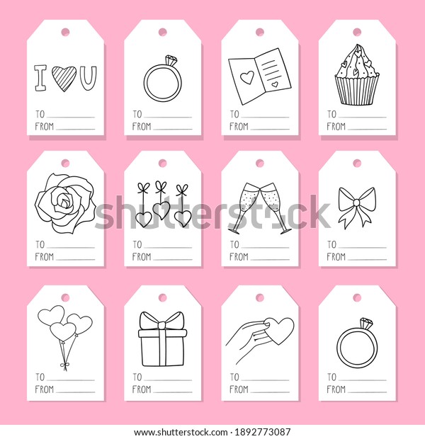 Set Tags Gift Wrapping Elements On Stock Vector (Royalty Free ...