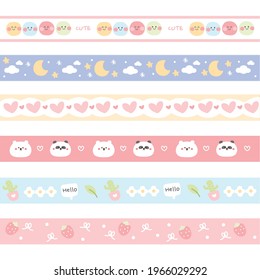 Set of tags hand drawn.Pastel concept.Cute cartoon.Image for lable,card,decoration.Kid graphic.DIY.Isolated.Sticker.Kawaii.Vector.Illustration.