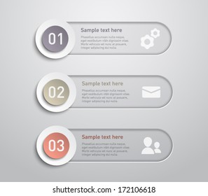 Set of tags / labels banners with paper buttons for business design, reports, infographics, progress, number options, step presentation or workflow layout. Clean style 