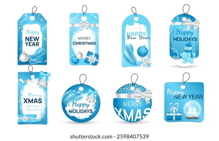 set of tags and labels for Christmas and New Year