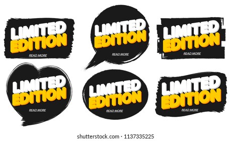 Set tags Limited Edition, banners design template, brush grunge collection, vector illustration