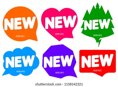 Set tags New, banners design template, speech bubble, vector illustration
